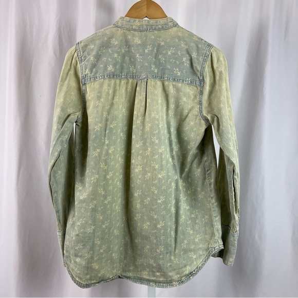 Free People Small Hillside Chambray Denim Bibbed Pintuck Button-up Blouse Cabin - Picture 2 of 10